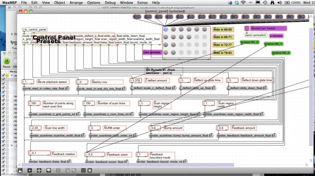 Detail of Jitter patch for Open Source residency